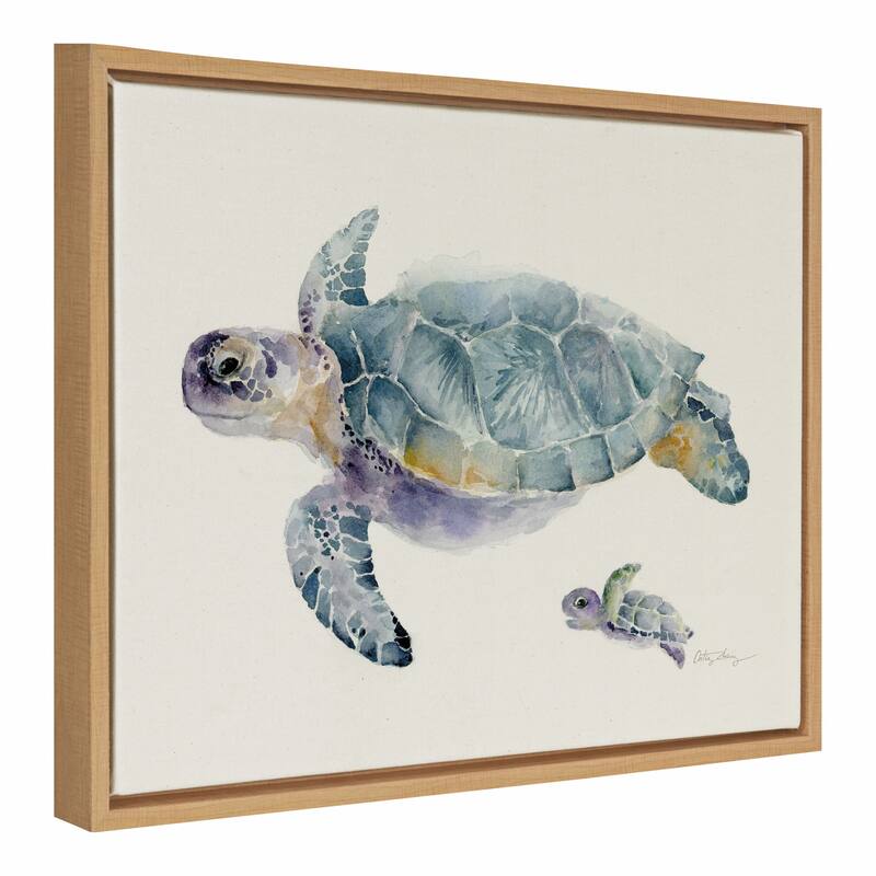Kate and Laurel Sylvie Swim Along with Me Framed Canvas by Cathy Zhang