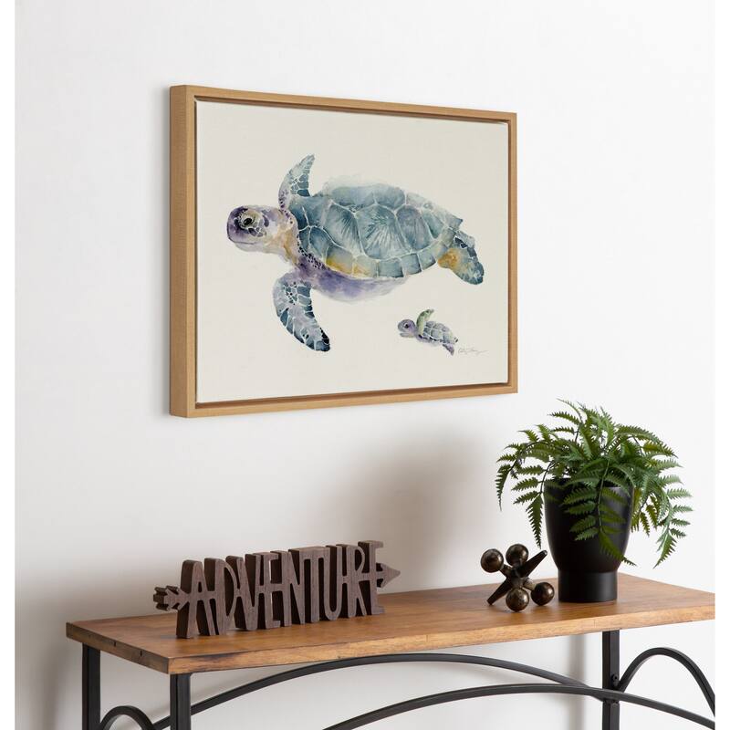 Kate and Laurel Sylvie Swim Along with Me Framed Canvas by Cathy Zhang