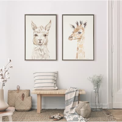Kate and Laurel Sylvie Watercolor Giraffe Canvas by Patricia Shaw