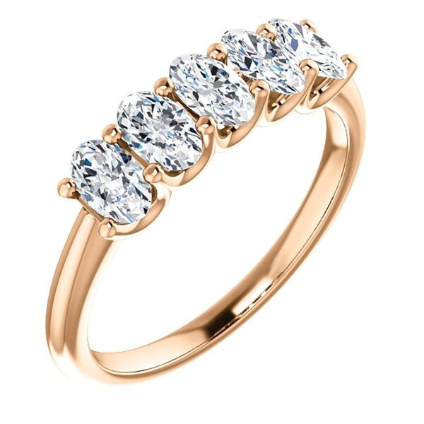 1 1/2Ct Oval Moissanite Marquise Wedding Ring in Rose Gold. Opens flyout.
