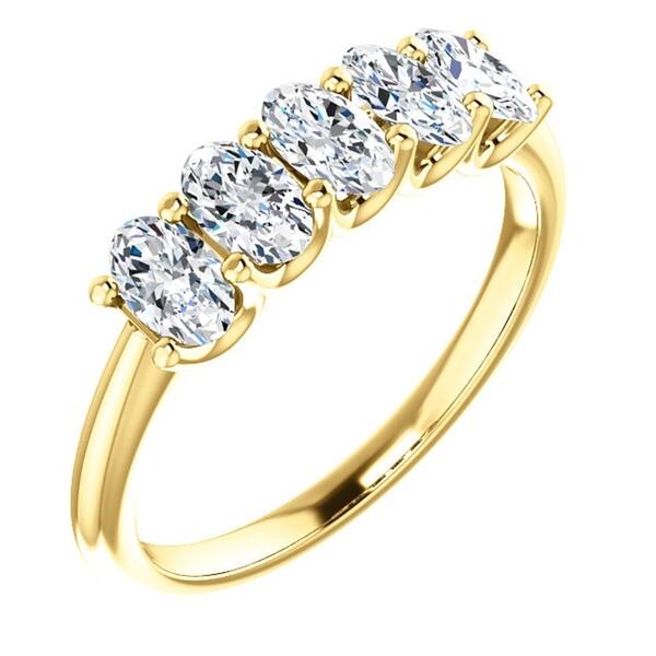 slide 1 of 1, 1 1/2Ct Oval Moissanite Marquise Wedding Ring in Yellow Gold