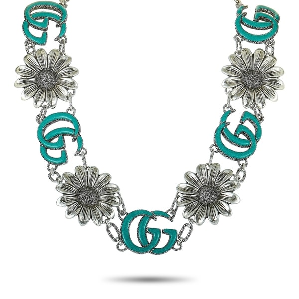 gucci double g flower necklace