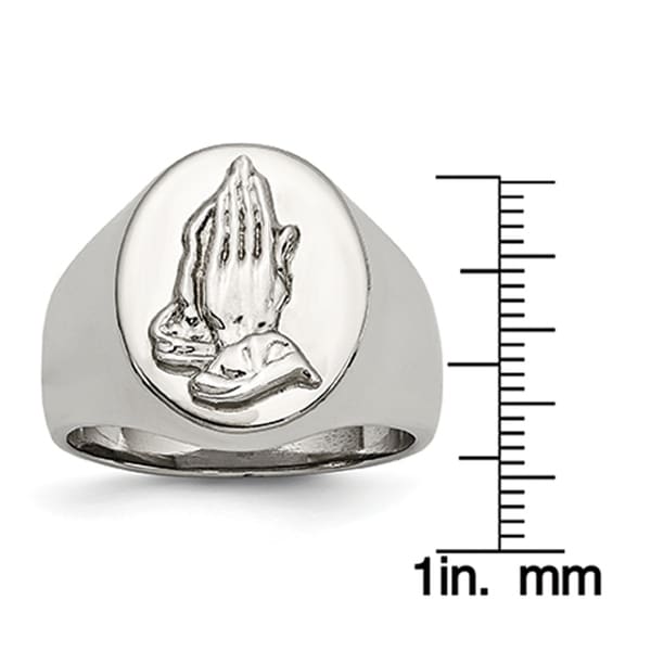 Mireval Sterling Silver Antiqued Praying Hands Charm on an Optional Charm Holder