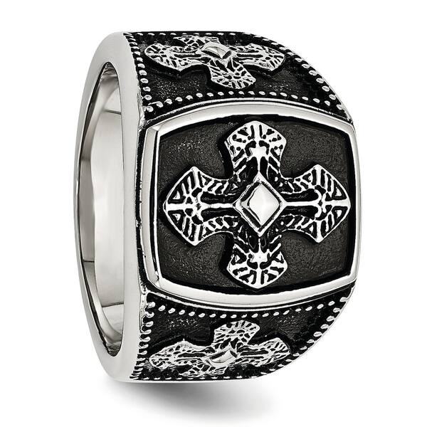 Men's Iron Cross Ring Fashion Polished Stainless Steel Band New 8mm Sizes 9-12 
