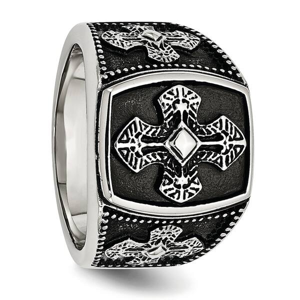 Men's Iron Cross Ring Fashion Polished Stainless Steel Band New 8mm Sizes 9-12 Men's Iron Cross Ring Fashion Polished Stainless Steel Band New 8mm Sizes 9-12