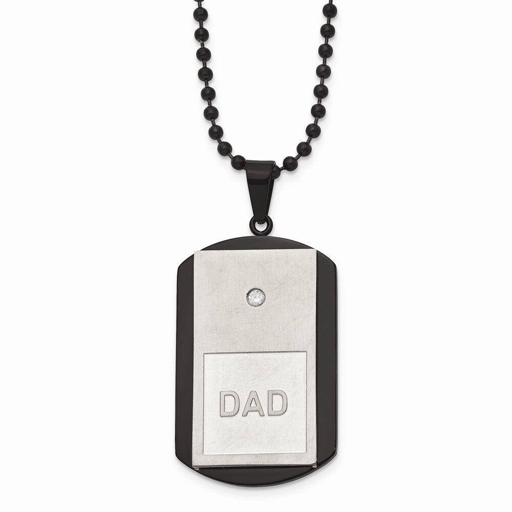Bonyak Jewelry Stainless Steel Brushed /& Polished w//Blk CarbonFiber Inlay 22in Necklace in Stainless Steel