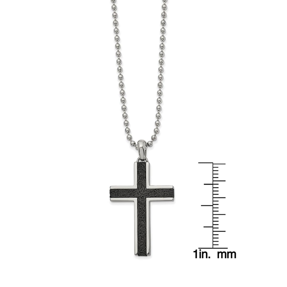 Plated with Wire Inlay Ring Size 10 Length Width 10 Stainless Steel Black IP