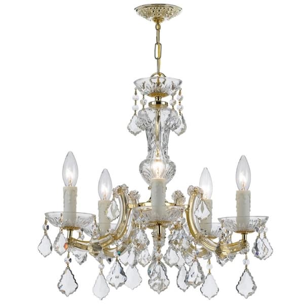 slide 1 of 1, Maria Theresa 5-light Gold/ Crystal Mini Chandelier