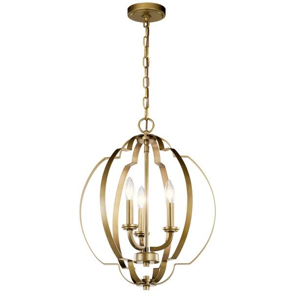 slide 2 of 4, Kichler Lighting Voleta Natural Brass 3-Light Pendant