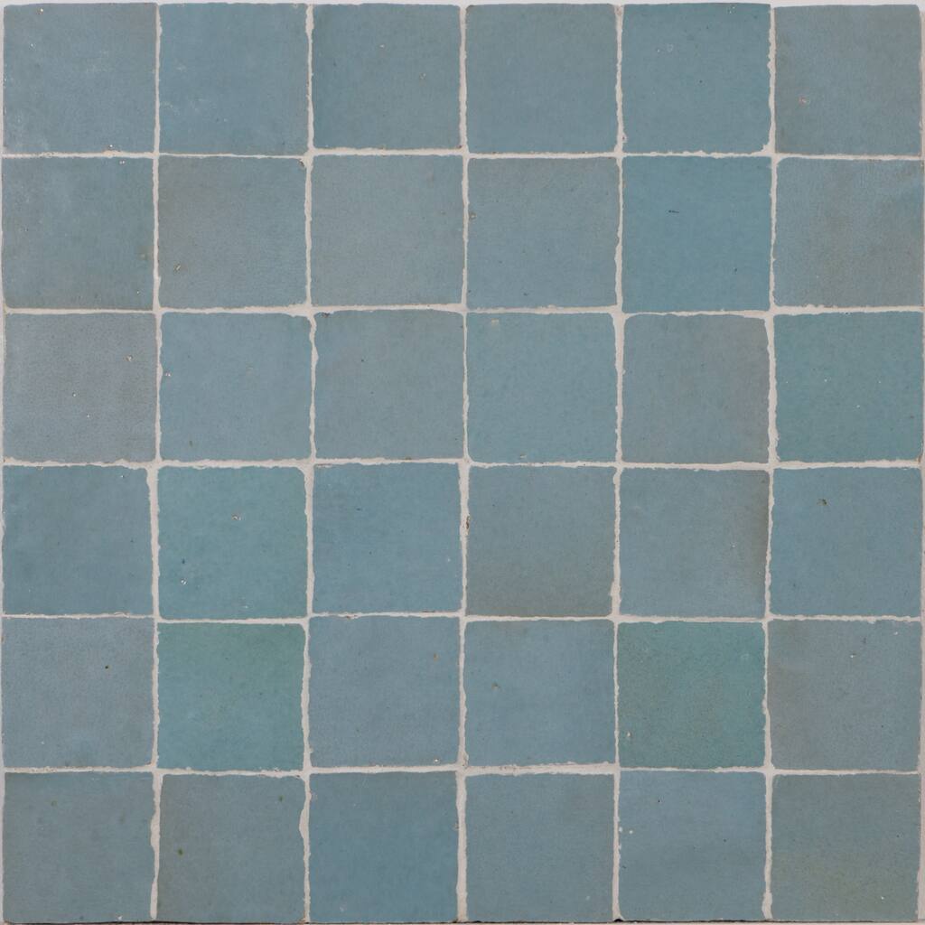 Handmade Solid Light Blue/Grey Mosaic Tile, Pack of 6 (Morocco)