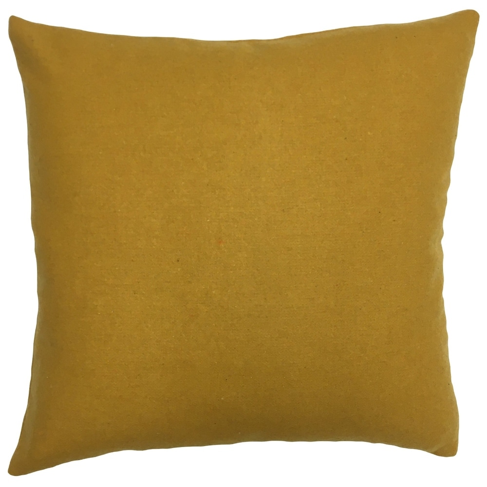 Zella Minimalist Square Throw Pillow Mustard Yellow Velvet Throw Pillow
