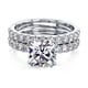 preview thumbnail 1 of 12, Annello by Kobelli 14k Gold 2-9/10 Carat TW Cushion Moissanite and Natural Diamond Comfort Fit Bridal Set (GH/VS, GH/I)