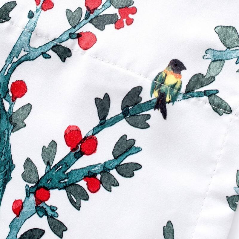 DriftAway Jasmine Watercolor Branch Botanical Semi Sheer 3 Pieces Rod Pocket Kitchen Window Curtain Set