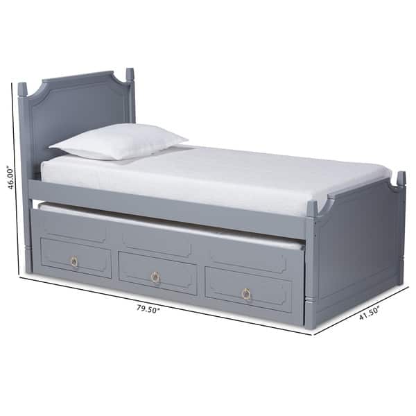 Taylor & Olive Bromeliad Grey Wood Twin Storage Bed with Trundle Bed