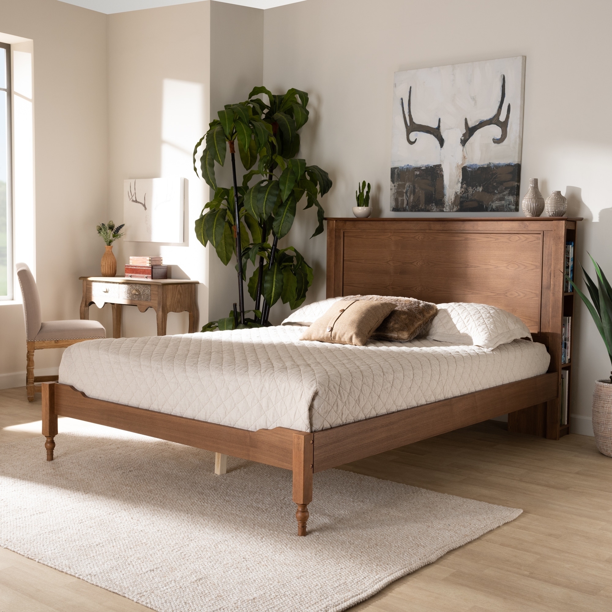Rustic platform bed with storage discount