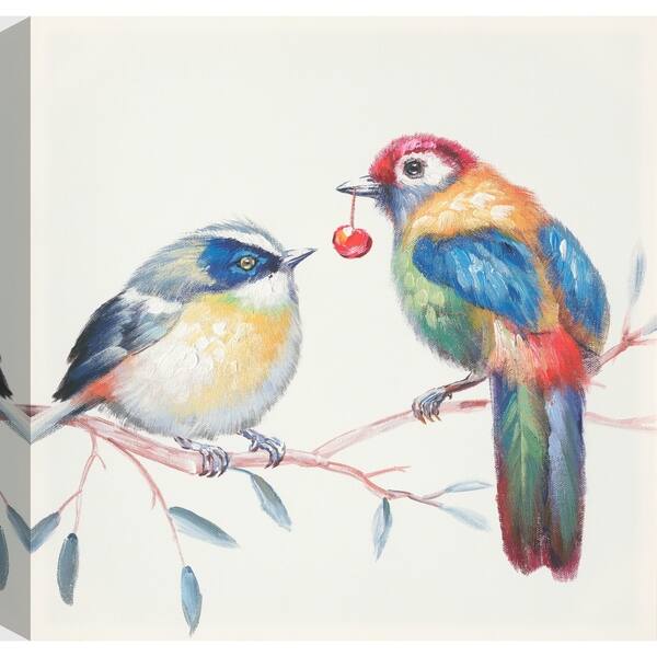 Shop 24x24 Two Birds Canvas Wall Art Abstract Decor Bird Animals Blue Red Multi Large Xl Overstock 30932046