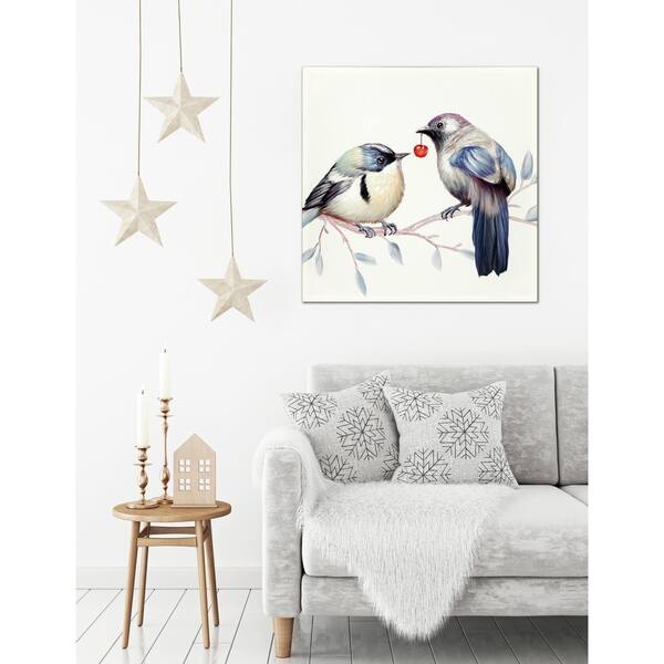 Shop 24x24 Two Birds Canvas Wall Art Abstract Decor Animals Beige Blue Large Xl Overstock 30932047