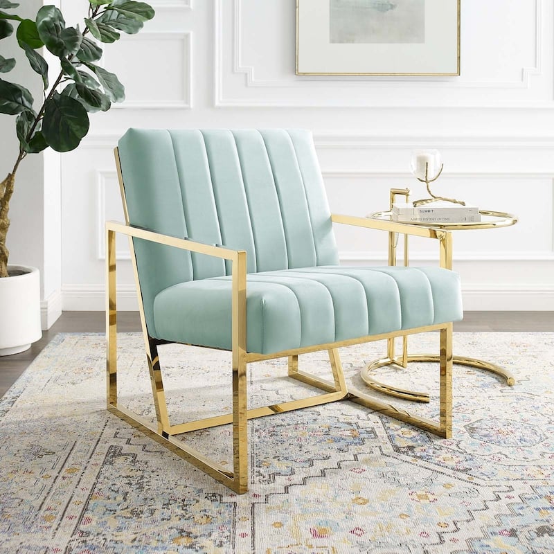 Inspire Channel Tufted Performance Velvet Armchair