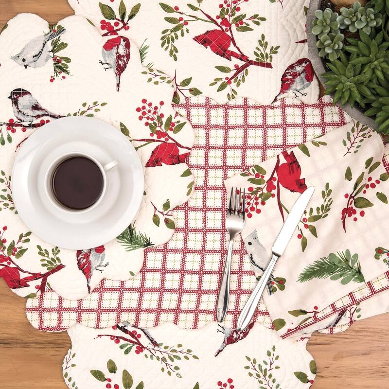 Christmas Sprig Birds Napkin Set 6 - 20 x 20