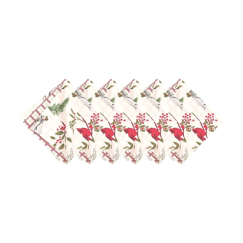 Christmas Sprig Birds Napkin Set 6 - 20 x 20