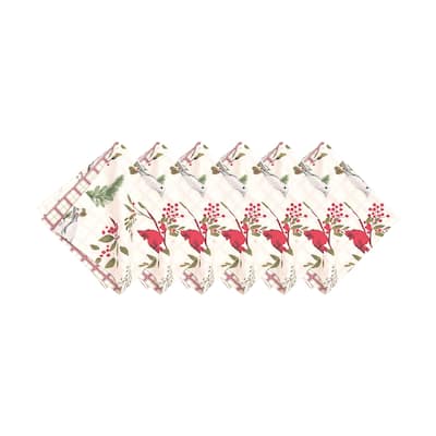 Christmas Sprig Birds Napkin Set 6 - 20 x 20