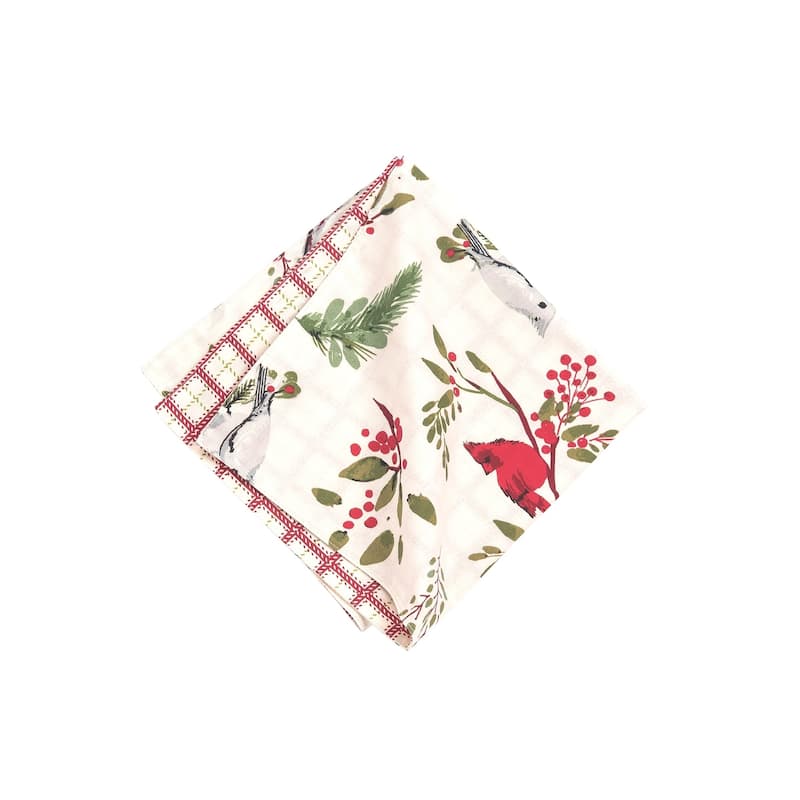 Christmas Sprig Birds Napkin Set 6 - 20 x 20