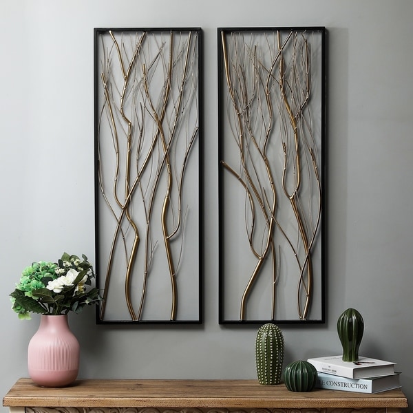 2Piece Metal Gold Branch Wall Decor Overstock 30932147