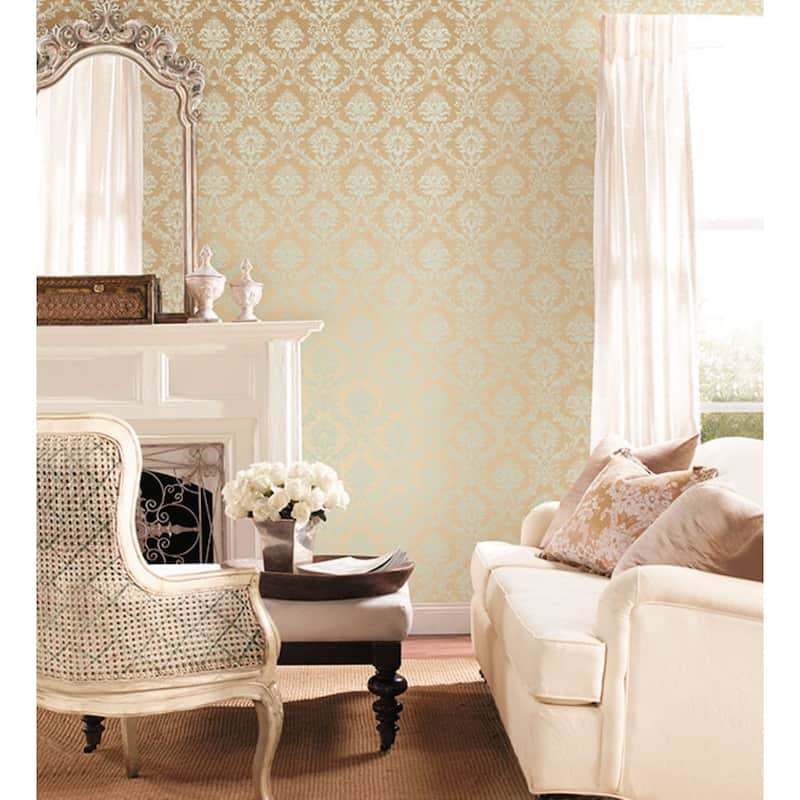 Document Damask Oakland Park 32.7 Ft. x 20.5 In. Document Damask Wallpaper
