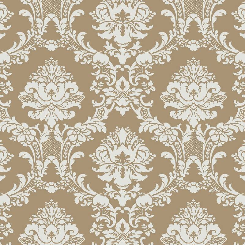 Document Damask Oakland Park 32.7 Ft. x 20.5 In. Document Damask Wallpaper - metallic gold, light green
