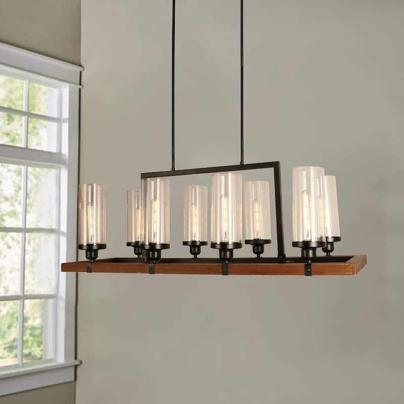 Baneli Forged Black 8-Light Kitchen Island Chandelier with Clear Glass ...