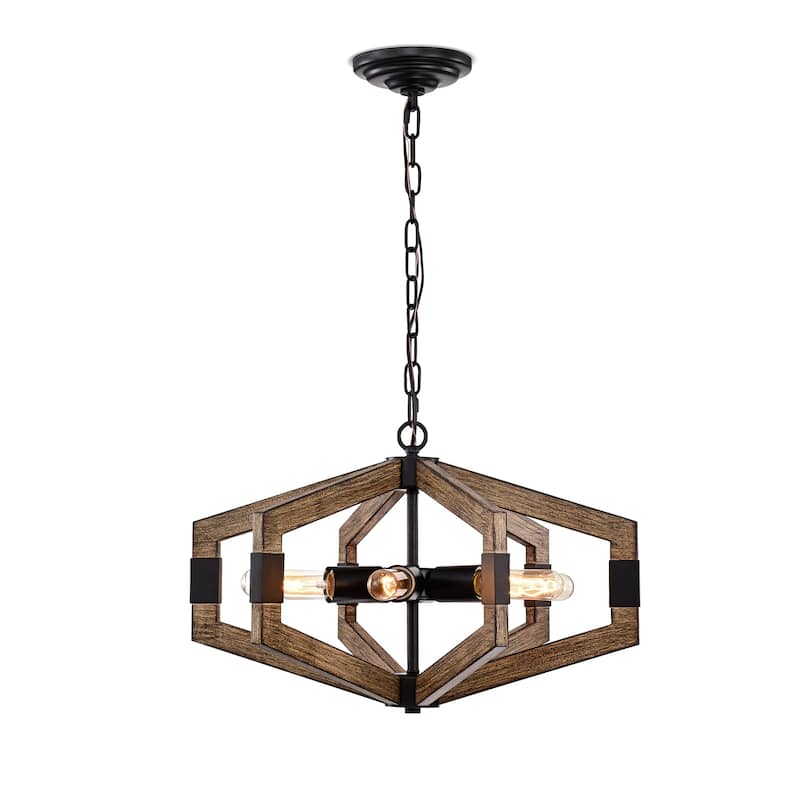 Kraven Imitation Wood Grain 6-Light Abstract Chandelier