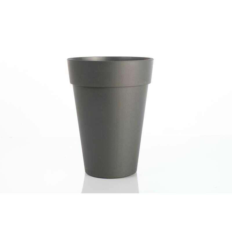 13.5" Round Liken Planter with drainhole - 13.5" x 13.5" x 18" - Anthracite