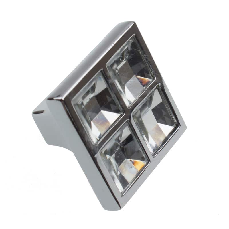 GlideRite 5-Pack 1 in. Square K9 Crystal Cabinet Knobs - Polished Chrome