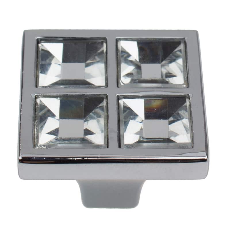 GlideRite 5-Pack 1 in. Square K9 Crystal Cabinet Knobs - Polished Chrome