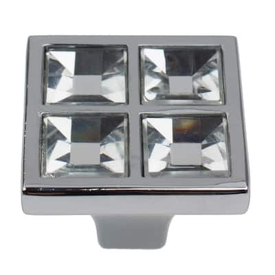 GlideRite 5-Pack 1 in. Square K9 Crystal Cabinet Knobs - Polished Chrome