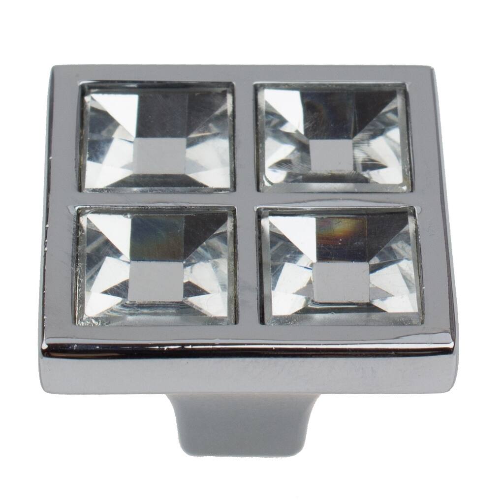 GlideRite 5-Pack 1 in. Square K9 Crystal Cabinet Knobs - Polished Chrome