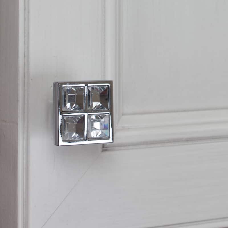 GlideRite 5-Pack 1 in. Square K9 Crystal Cabinet Knobs - Polished Chrome