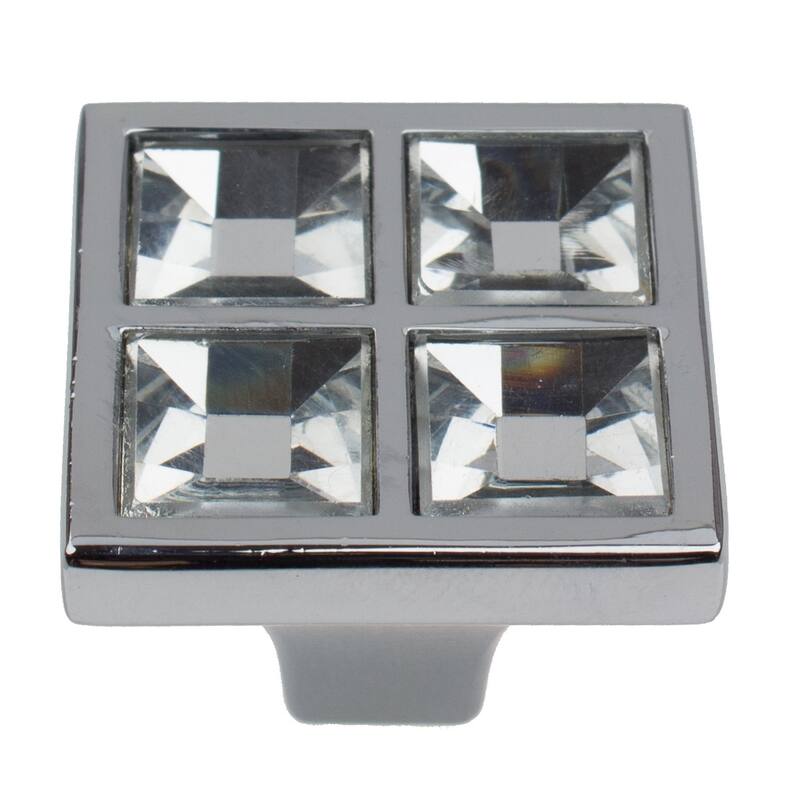 GlideRite 5-Pack 1 in. Square K9 Crystal Cabinet Knobs - Polished Chrome