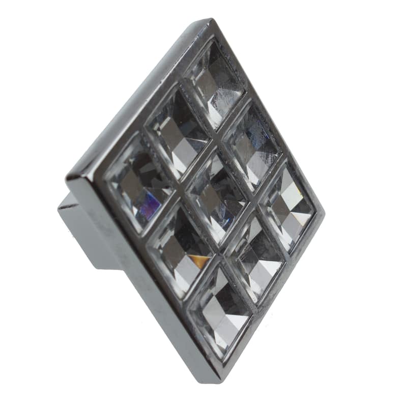 GlideRite 5-Pack 1-1/2 in. Square K9 Crystal Cabinet Knobs - Polished Chrome