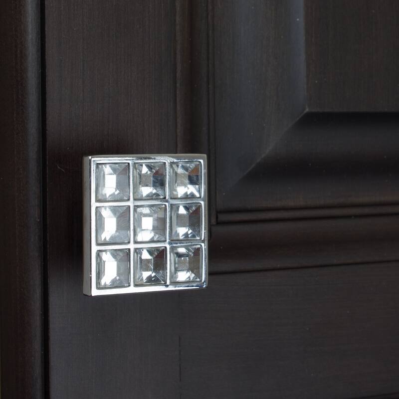 GlideRite 5-Pack 1-1/2 in. Square K9 Crystal Cabinet Knobs - Polished Chrome