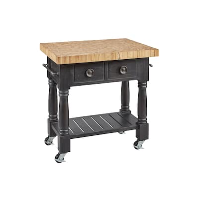 Greenwich Rolling Butcherblock Kitchen Island with Storage