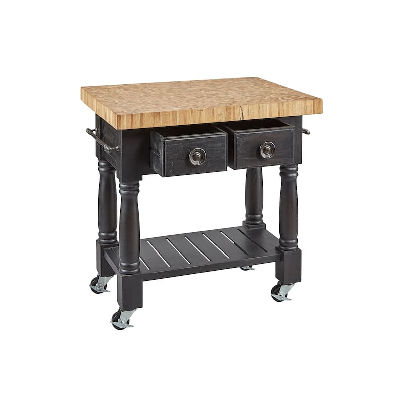 Greenwich Rolling Butcherblock Kitchen Island with Storage