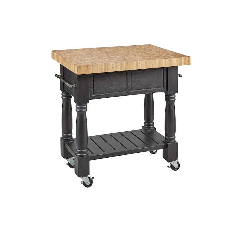 Greenwich Rolling Butcherblock Kitchen Island with Storage