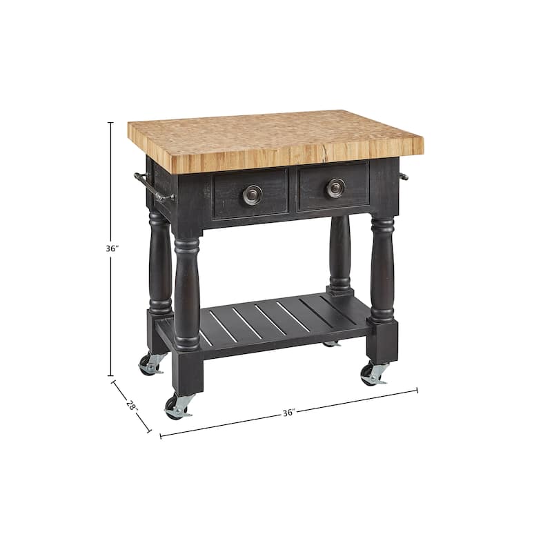 Greenwich Rolling Butcherblock Kitchen Island with Storage