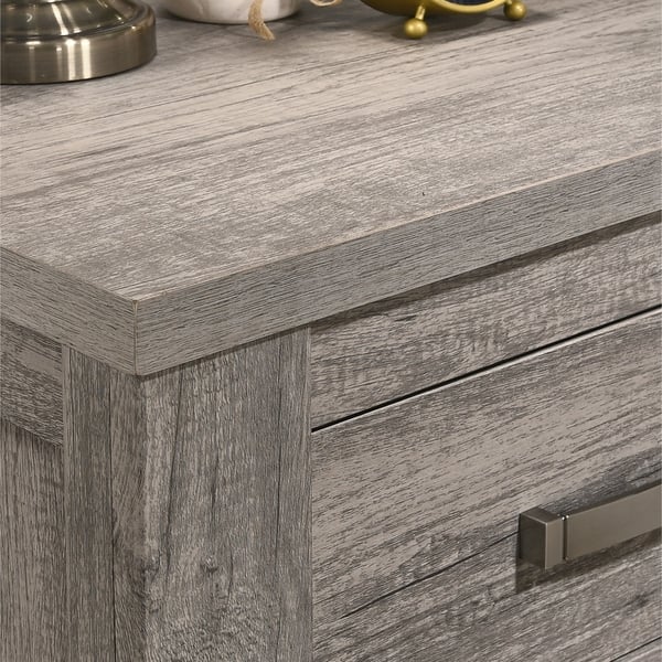 Floren Contemporary Weathered Gray Wood 6 Drawer Dresser With Mirror 30933070 Floren Contemporary Weathered Gray
