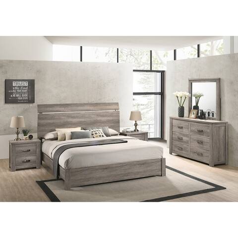 Roundhill Furniture Floren 5-piece Contemporary Weathered Gray Wood Bedroom Set