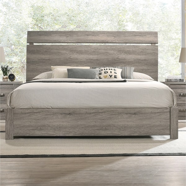 Shop Floren Contemporary Weathered Gray Wood Bedroom Set Panel