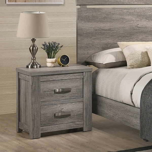 Roundhill Furniture Floren Contemporary Weathered Gray Wood Two Drawer   Floren Contemporary Weathered Gray Wood Two Drawer Nightstand 998a257c Efd6 40e1 93d0 D608ec2403c3 600 