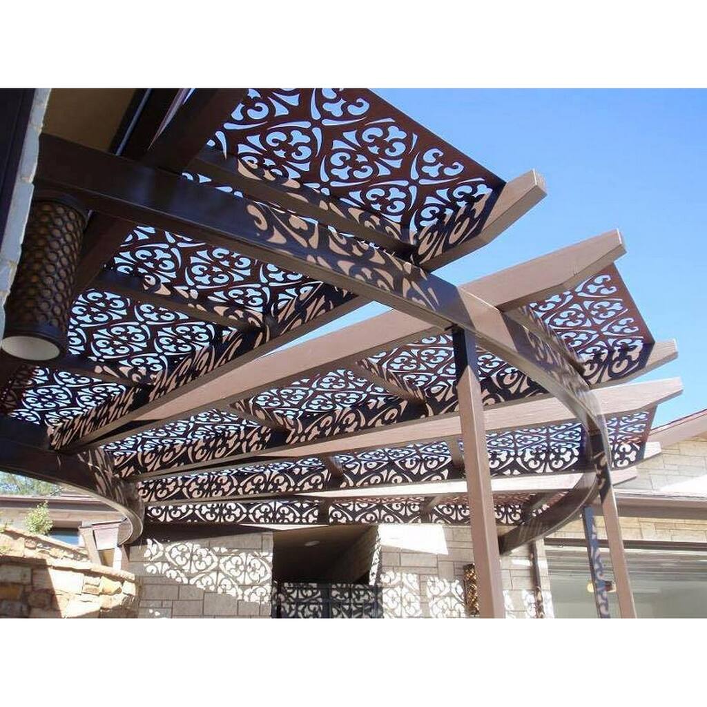 HighlanderHome Laser Cut Metal Privacy Fence, Rust Color, 24" x 48"/pc