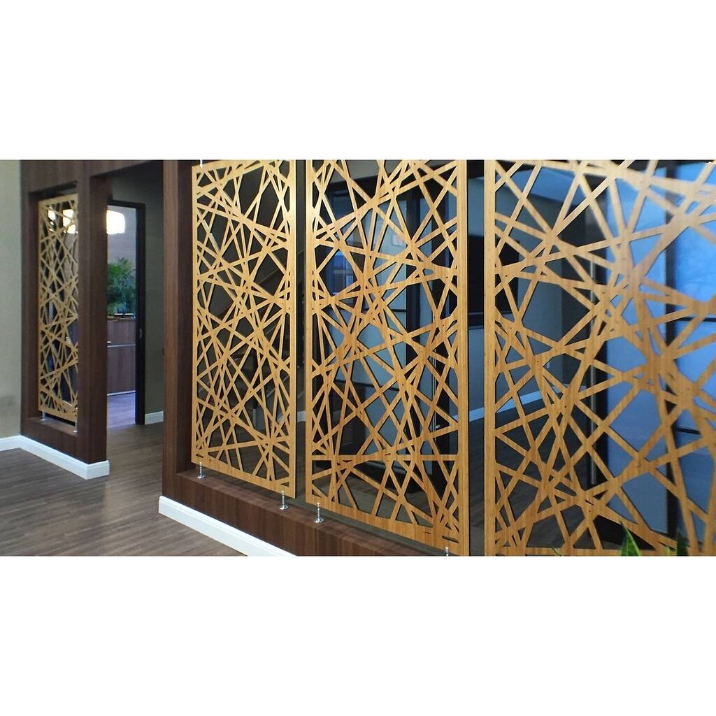 HighlanderHome Laser Cut Metal Privacy Fence, Gold Color, 24" x 48"/pc